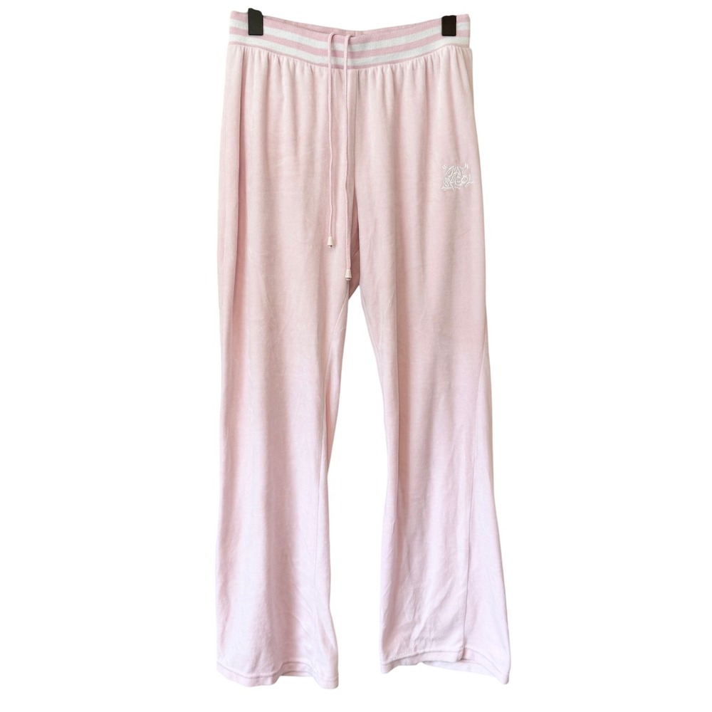 Y2K Old Skool Girl Velour Track Pants Wide Leg Size XL
